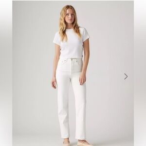 Levi’s Ribcage Straight Ankle Jeans - White - 27